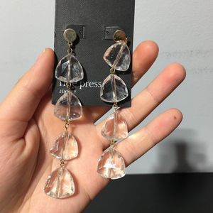 NEW Free Press Jewelry Clear Crystal Teardrop Nickel Free Earrings